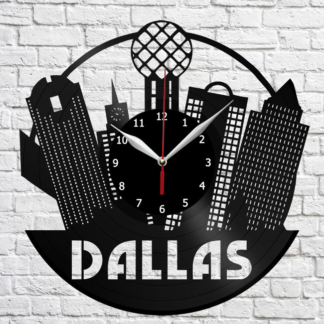 Dallas Vinyl Record Wall Clock Home Fan Art Deco 12'' 3 cm 4355