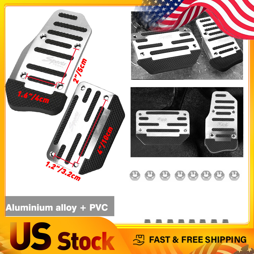 Universal Silver Slip Non Automatic Gas Brake Foot Pedal Pad Cover Accessories