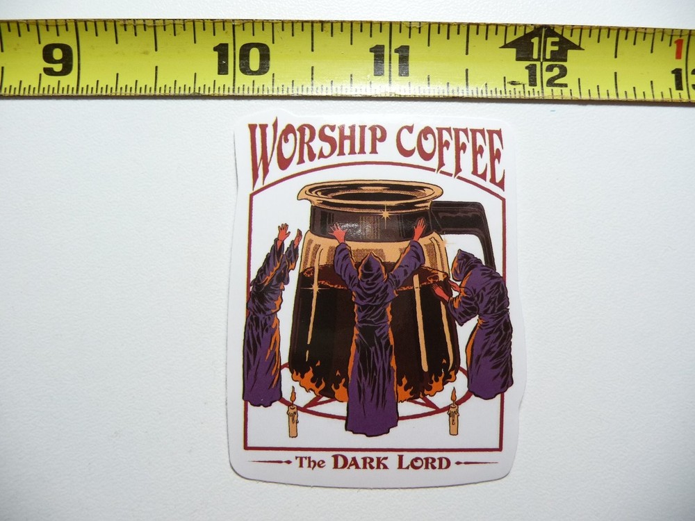Evil Coffee Worship Morning Wake Up Beverage Fun Decal Sticker