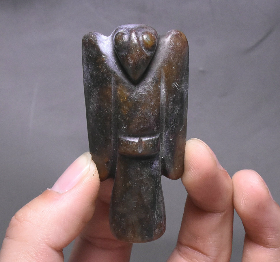 Ancient Hongshan Jade Eagle Pendant 7cm Amulet Carving