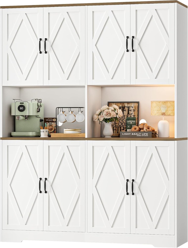 71-Inch Tall 55-Inch Wide Kitchen Pantry Storage Cabinet with Adjustable Shelves