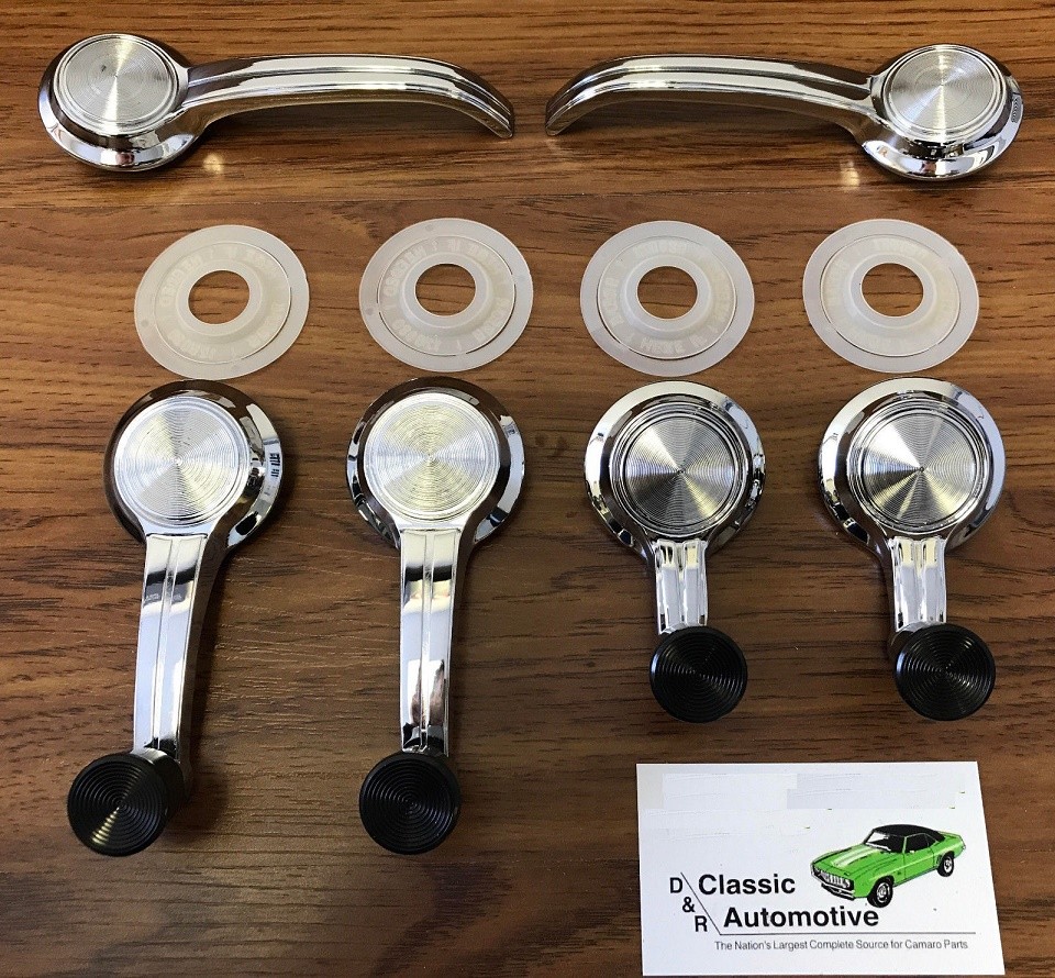 Window Cranks + Inside Handles 10pc  65-66 w/washers Chevelle Nova Chevy II 67