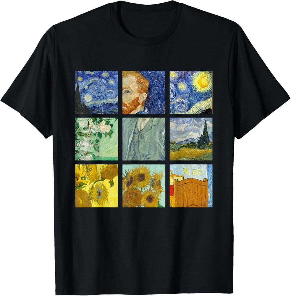Van Gogh Paintings Sunflowers Starry Night Classic Art T-Shirt