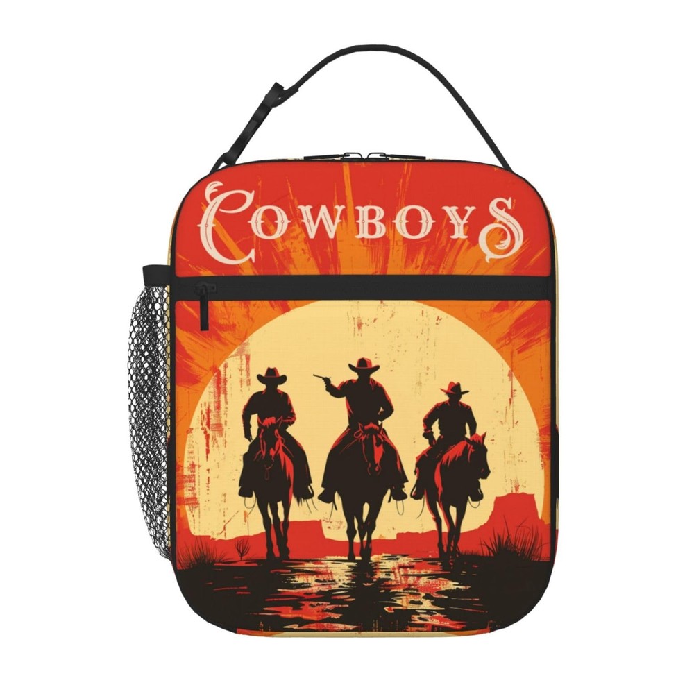 Western Cowboy Insulated Lunch Box with Horse Riding Design – Reusable & Portable