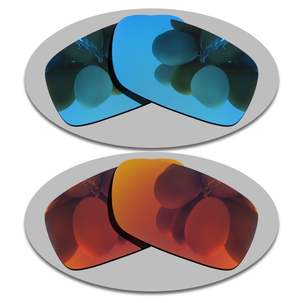 Sky Blue&Fire Red Replacement Lenses For-Oakley Crankcase OO9165 Polarized