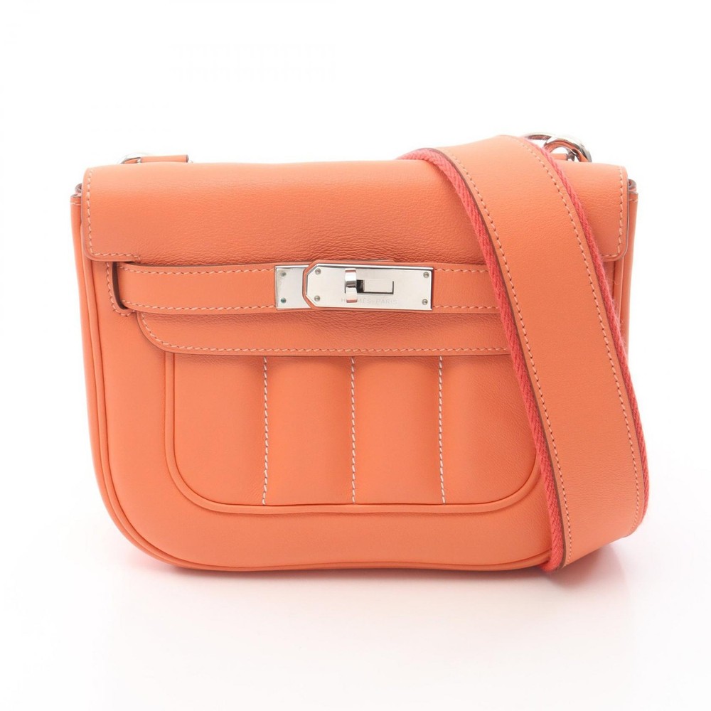 HERMES Berline Mini Bag Q Swift Leather Orange Crevette SHW Pre-Owned