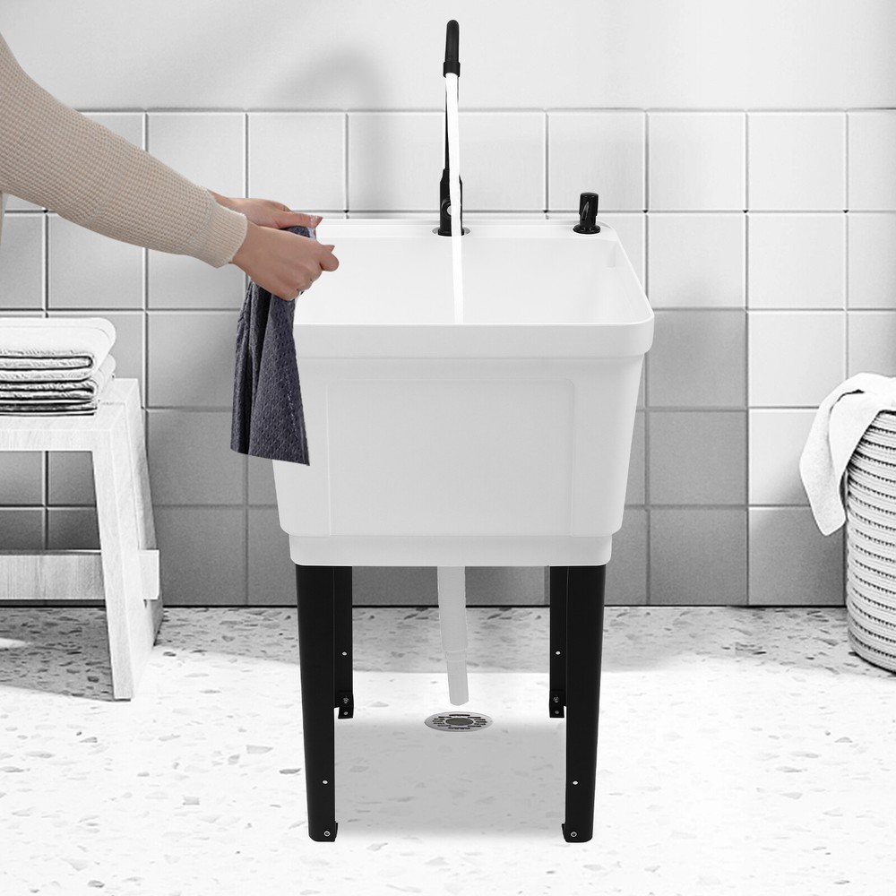 Compact Freestanding Space-Saving Laundry Tub with Rotatable Faucet