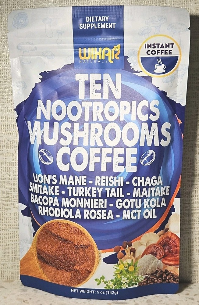Wixar Ten Nootropic Mushroom Coffee Powder Extract Energy Blend
