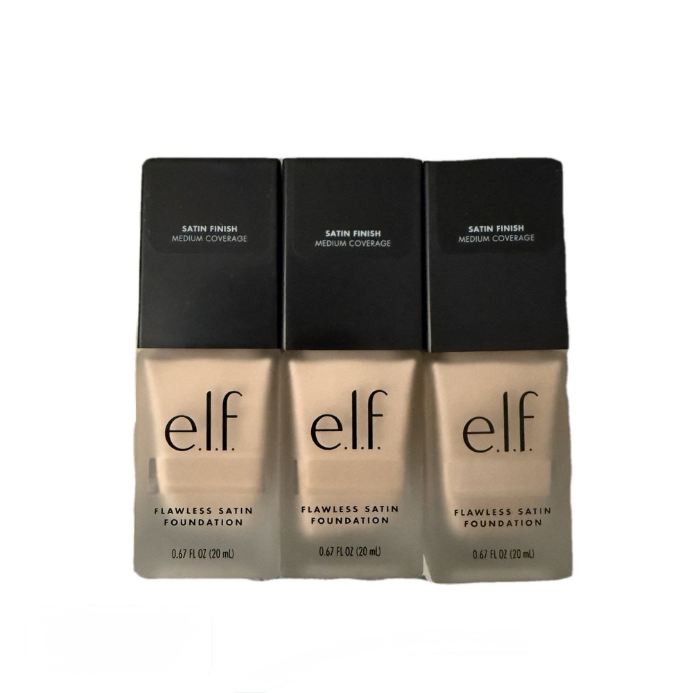 3-Pack e.l.f. Flawless Satin Foundation in Shade 130 Snow for Radiant Skin