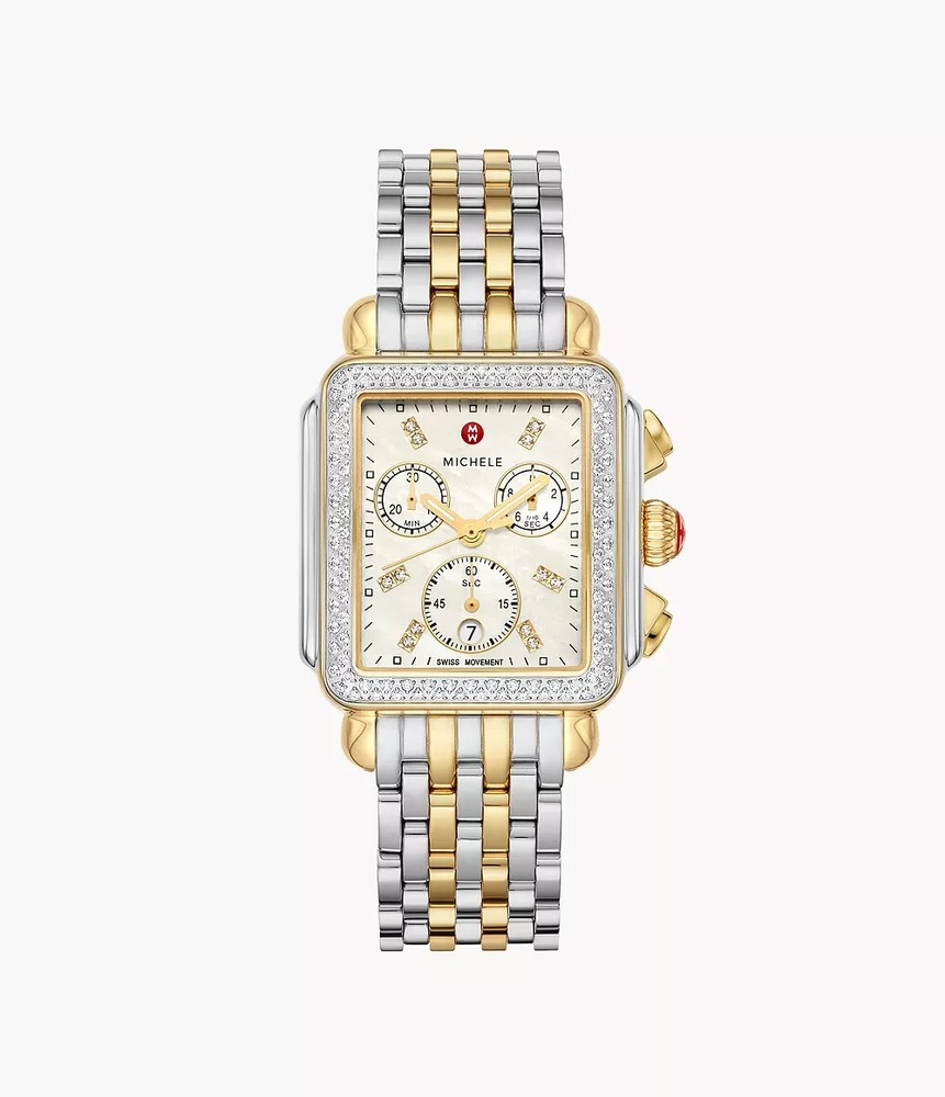MICHELLE MWW06A000776 DECO TWO-TONE 18K YELLOW GOLD-PLATED DIAMOND 35MM
