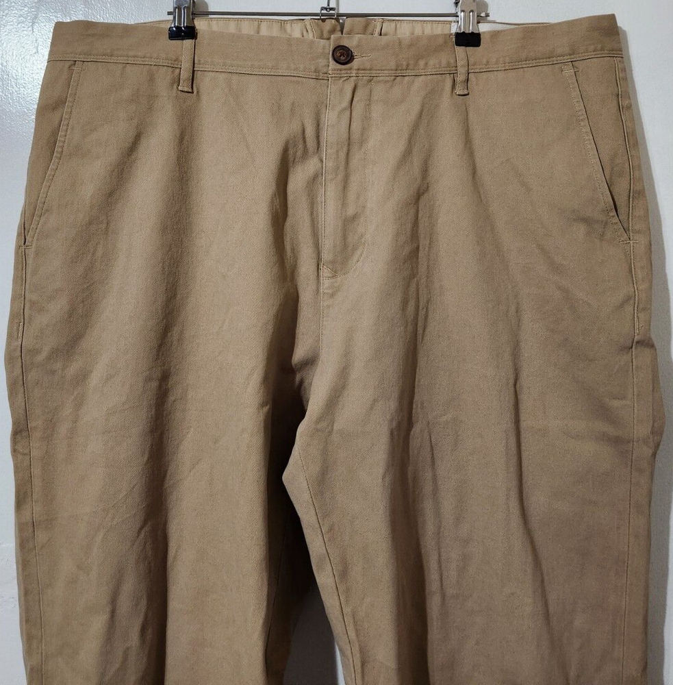 Mott & Bow Pants Mens 40x32 Twill Chino Charles Slim Khaki Canvas Flat Front