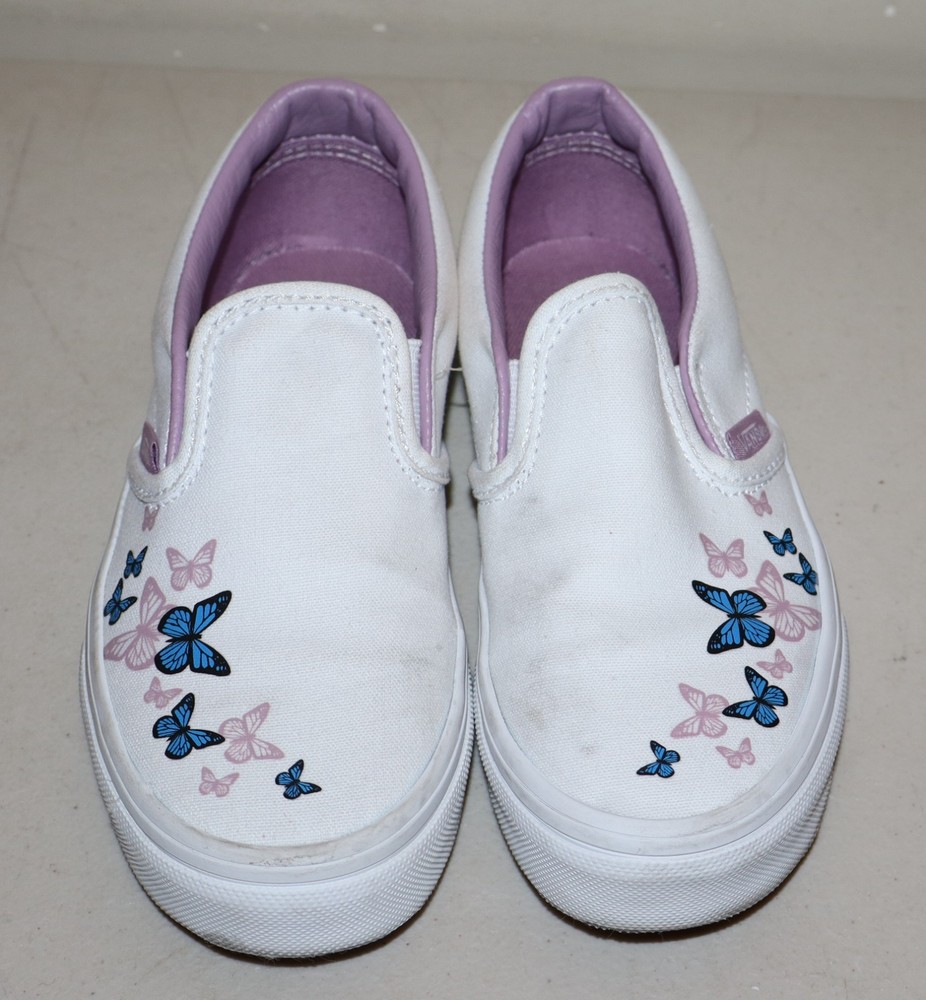 Girls Youth Butterfly Vans Shoes White Purple Size 1