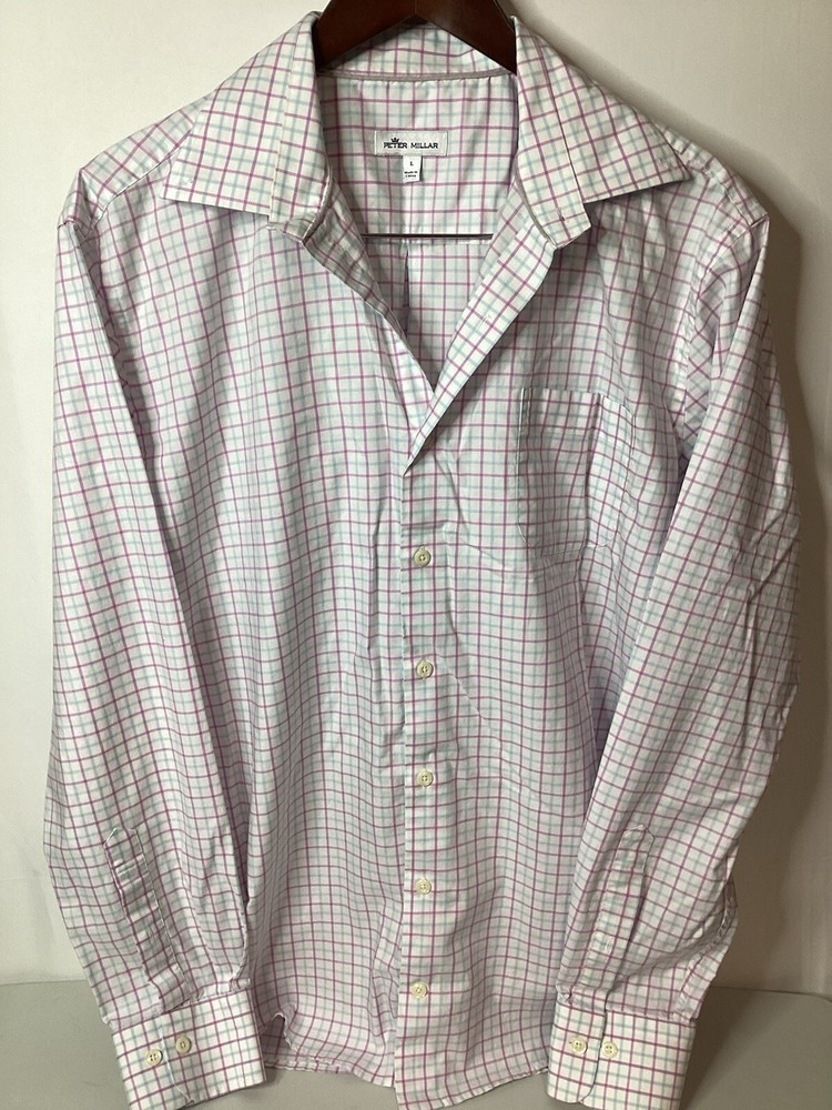 Peter Millar Long Sleeve Button Down Men’s Dress Shirt Size Large