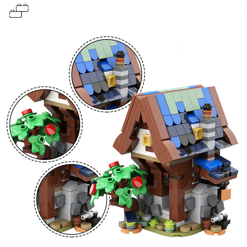 431 PCS MOC Medieval Blacksmith Architecture Building Blocks Set Kids Gifts