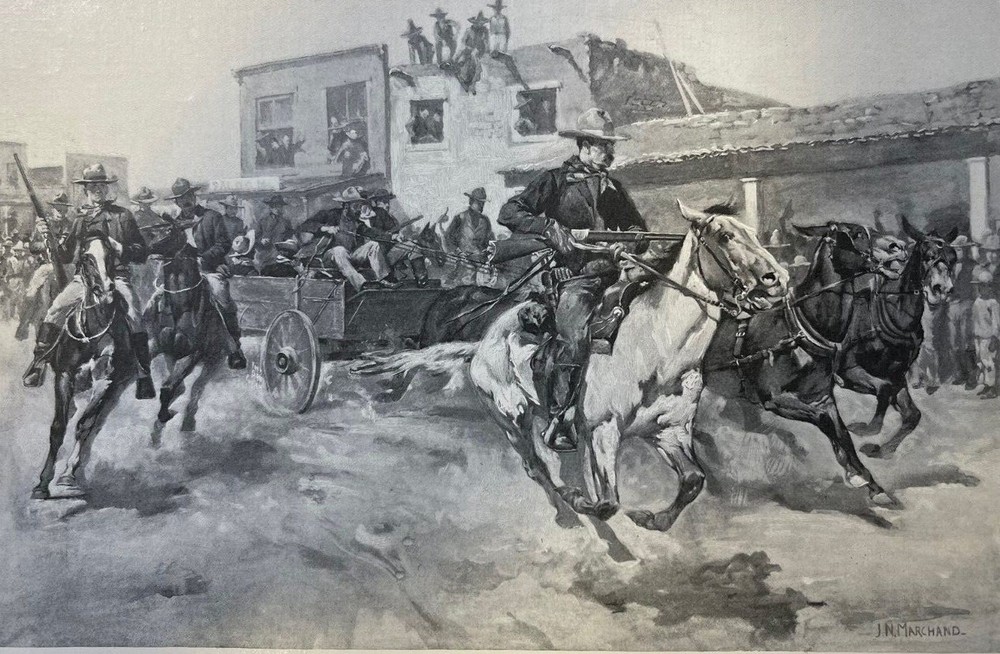 1902 J. N. Marchard Western Illustration Dash Across the Plaza to the Jail