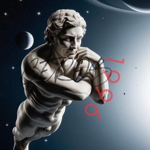 Thinking Man In Space AI Art Wallpaper