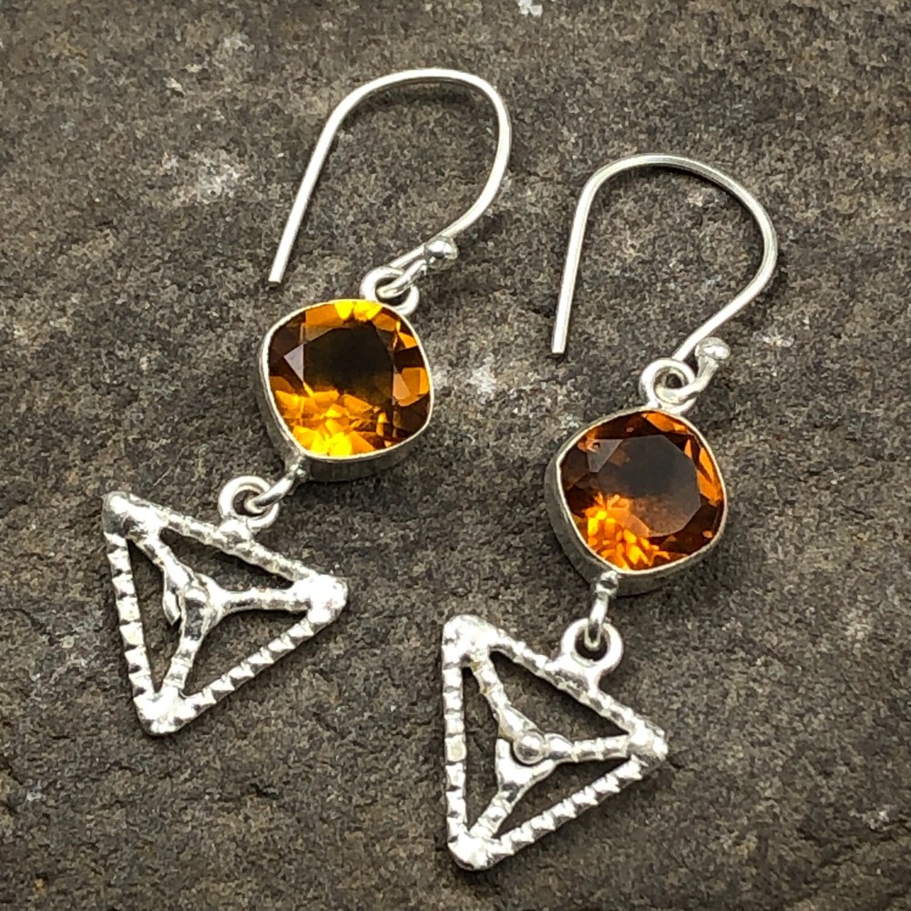 Anniversary Gift For Her Natural Citrine Drop/Dangle Earrings 925 Silver