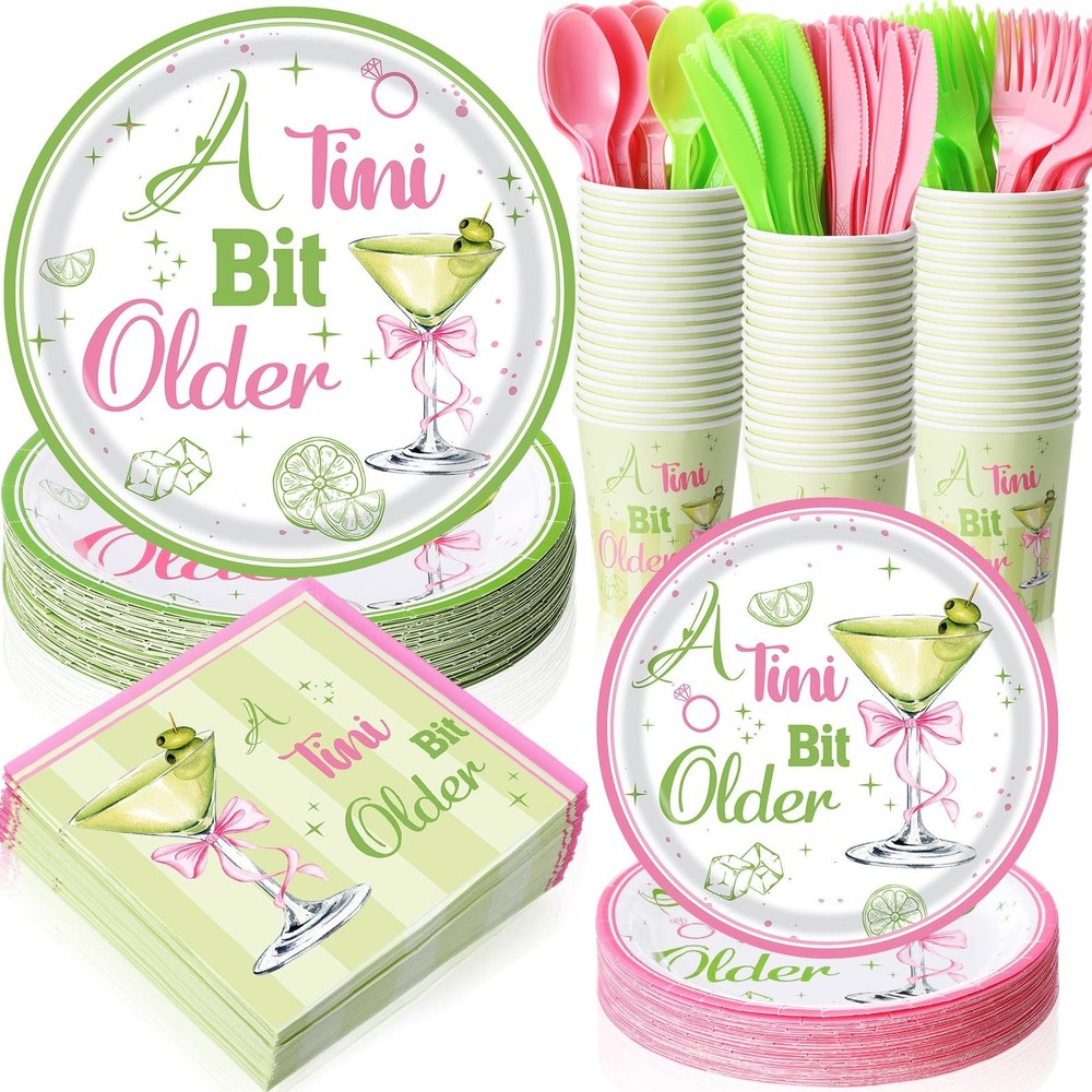 400 Pcs A Tini Bit Older Birthday Party Plates and Napkin Decoration Martini ...