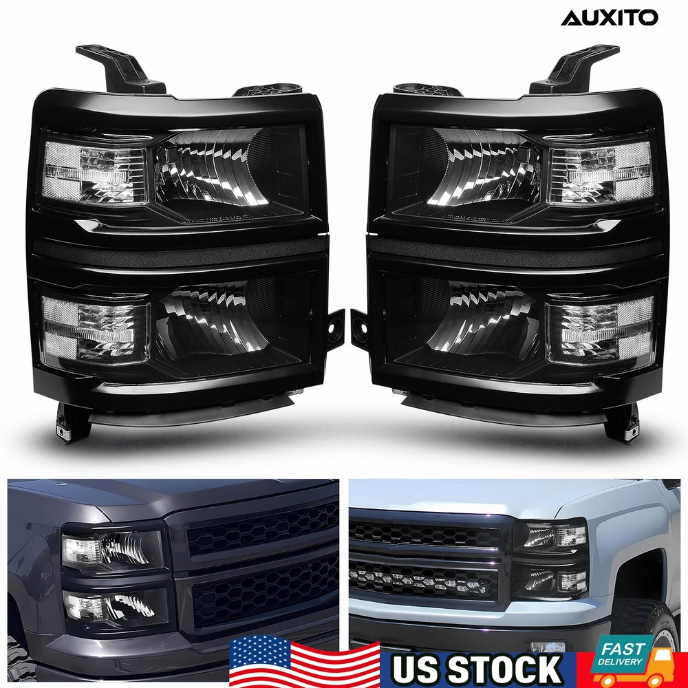 For 2014-2015 Silverado Chevy 1500 Factory Style Headlights Headlamps Pair Set
