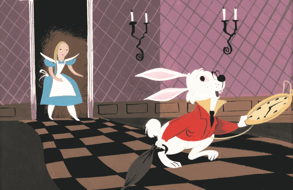 Mary Blair Alice in Wonderland White Rabbit Concept Art Poster 11x17 Disney