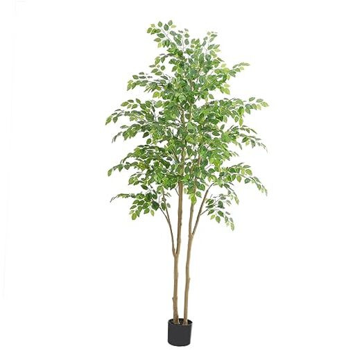 7ft Tall Artificial Ficus Tree with Realistic Texture in Pot