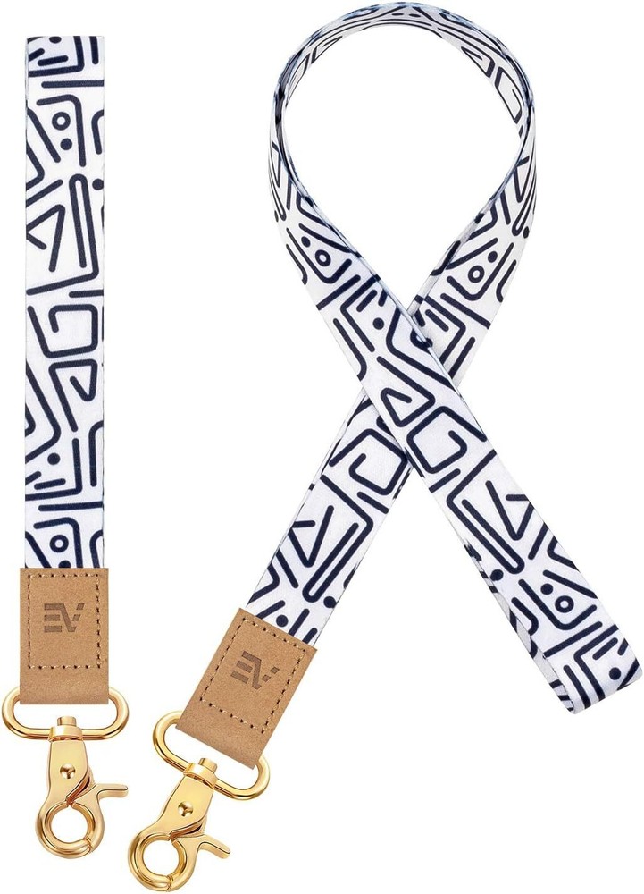 2-Pack Wrist & Neck Lanyards for ID Badges Keys Car Fob Holder