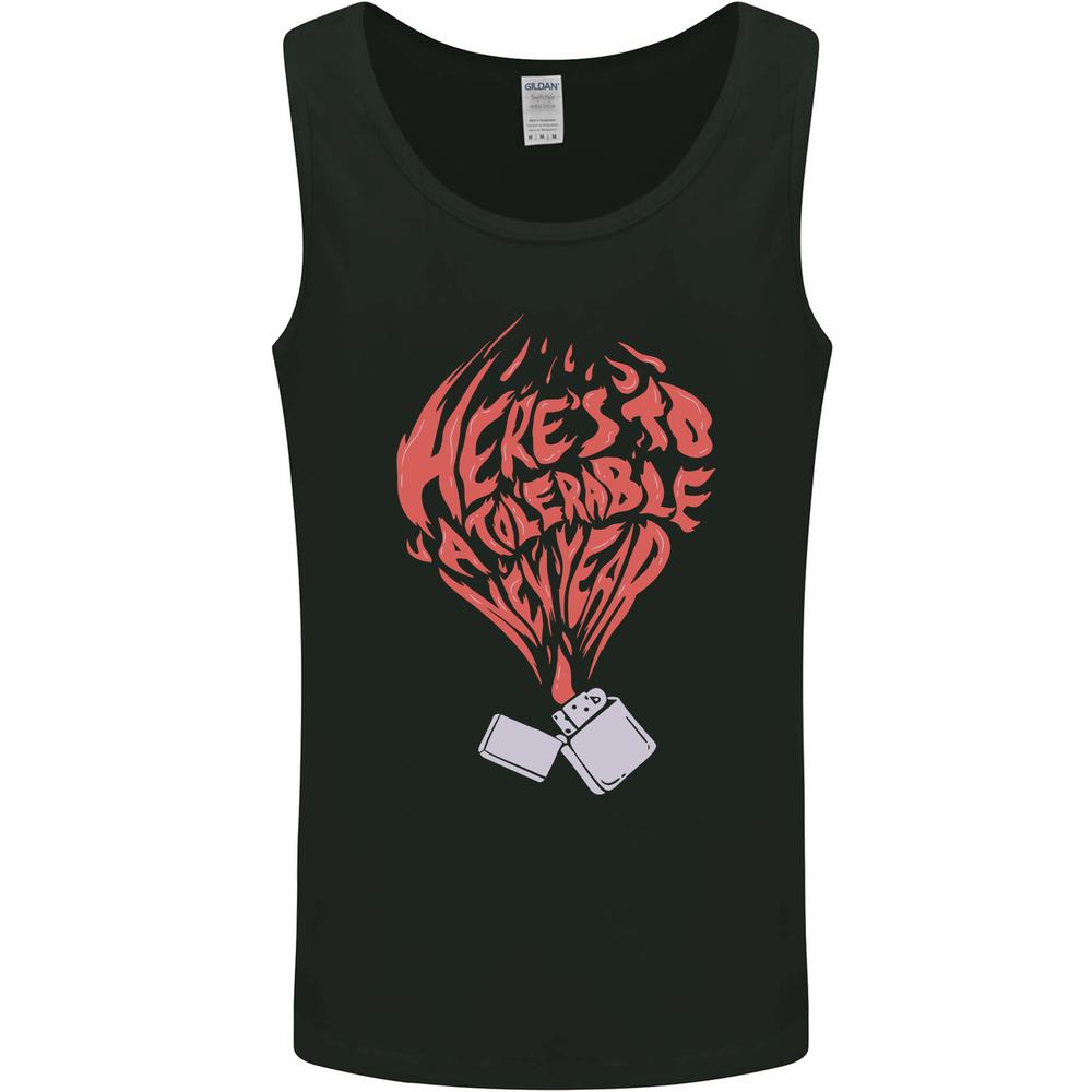 Here's to a Tolerable New Year Cigarette Lighter Mens Vest Tank Top