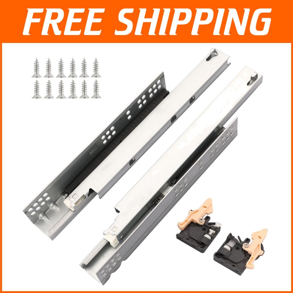 16-Inch Full Extension Soft Close Drawer Slides with Adjustable Locks - 6 Pairs-image