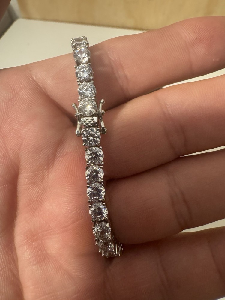 925 Sterling Silver Tennis Bracelet CZ Diamond Look Elegant Gift Jewelry