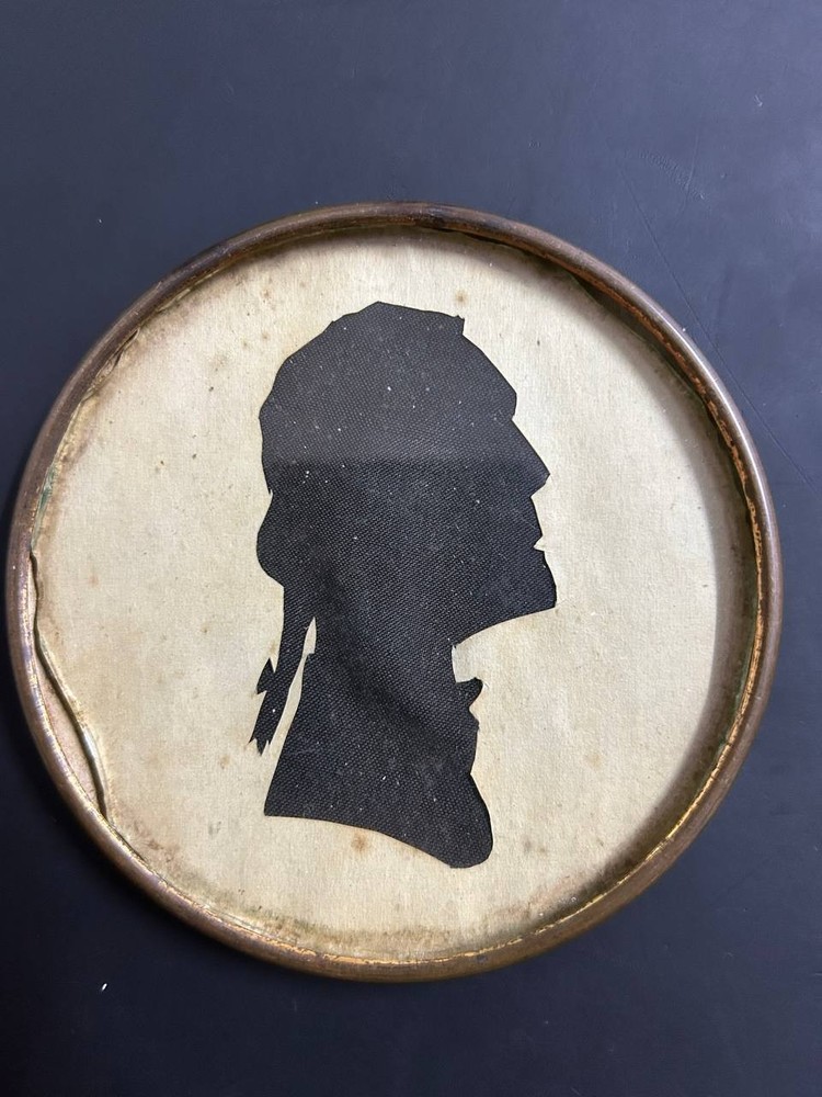 Antique 19thC Silhouette Portrait - Hand-Cut Silk on Paper - Anonymous Gentleman