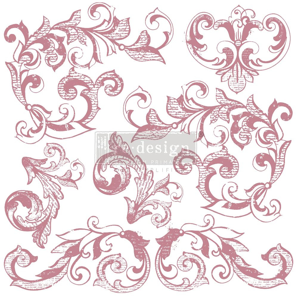 Redesign Decor Clear-Cling Stamps - Elegant Scrolls for Wall Paint Wall Art F...