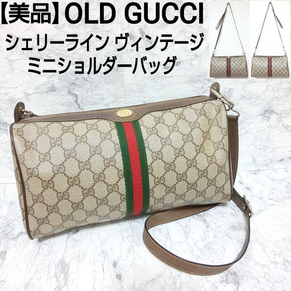 Vintage Gucci Sherry Line Mini Shoulder Bag with GG Logo in PVC Canvas