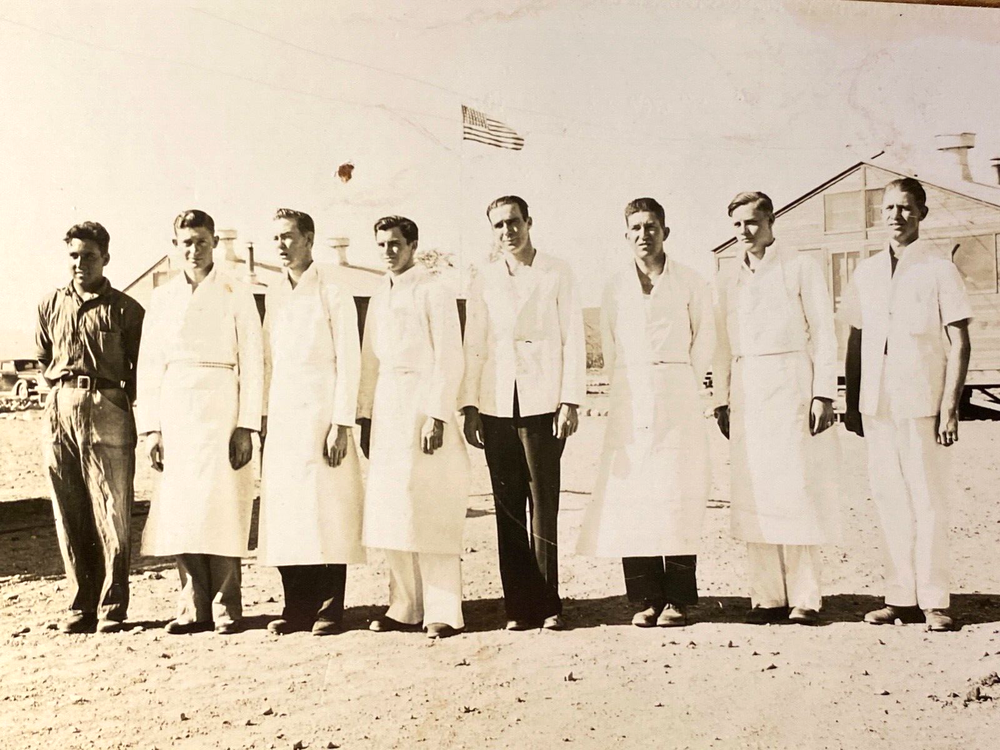 1940s WWII RPPC: MILITARY BASE DOCTORS vintage real photograph postcard UNPOSTED