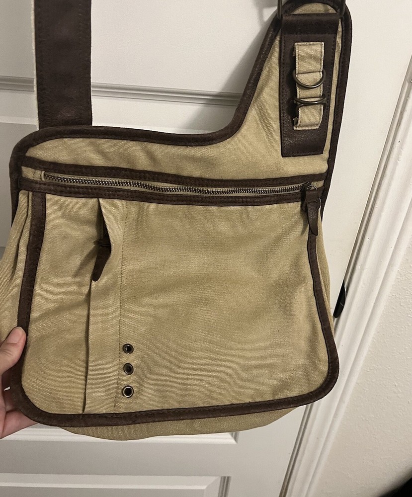 Denim Supply Co Khaki Canvas Crossbody Bag Adjustable Guitar Strap Utility Boho