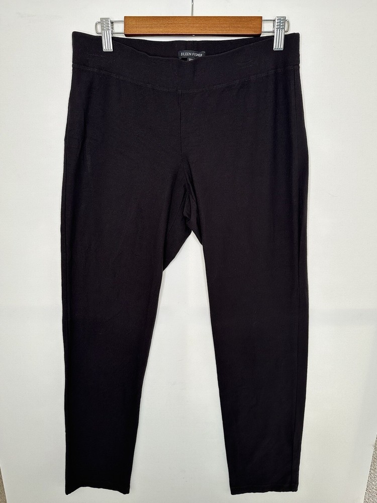 Eileen Fisher Stretch Crepe Slim Fit Pull On Ankle Pants 78121 Small P Black