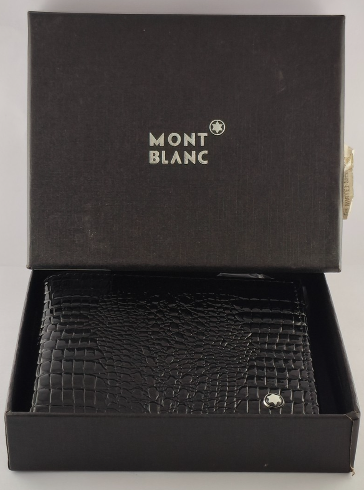 Montblanc Soft Grain Black Color Leather Bi-Fold Men's Wallet / Free Shipping