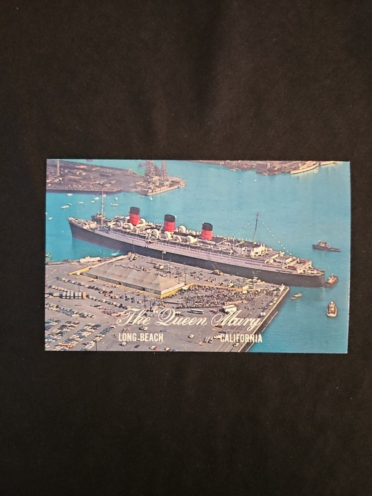 Vintage Queen Mary Cruise Ship Long Beach California CA Postcard