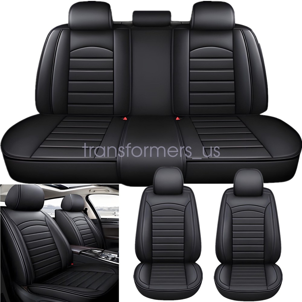For Toyota Camry Faux Leather Full Set Car 5-Seat Covers Front & Rear Cushion