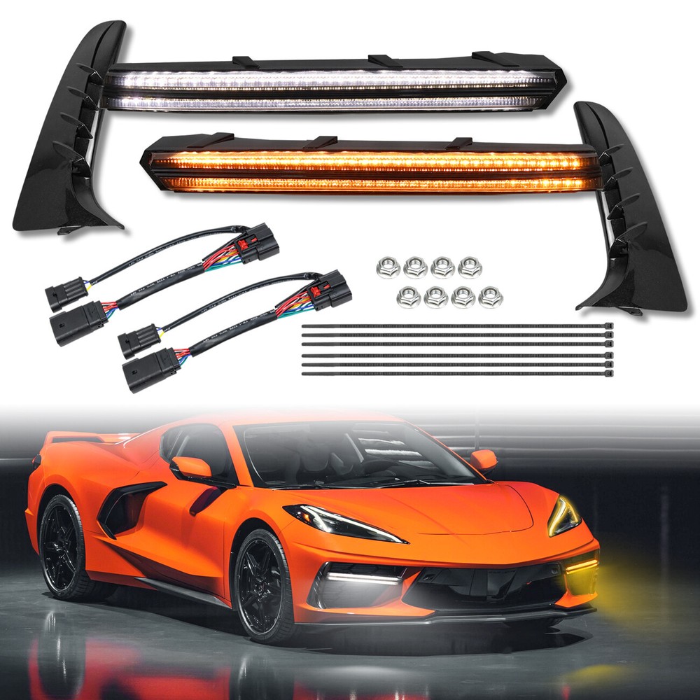 LED Grill Bezel Daytime Running Light w/Turn Dynamic For Corvette C8 Coupe 2020+