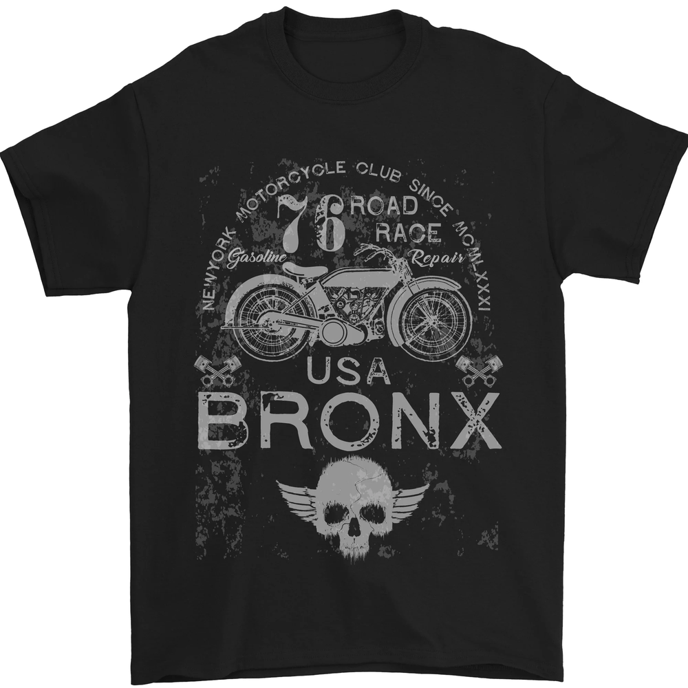 Bronx USA Motorcycle Club Biker Motorbike Mens T-Shirt 100% Cotton