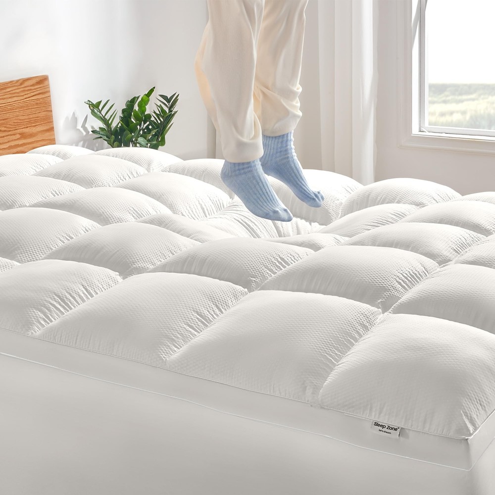 SLEEP ZONE Mattress Topper Queen Size, Cooling Mattress Pad Cover for Hot Sle...