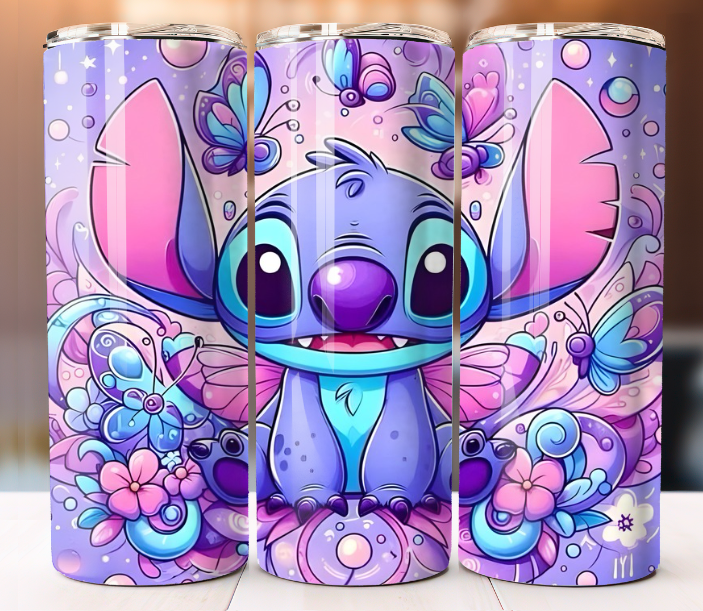 Stitch Tumbler 20oz Mug Cup w/ Lid Straw Stainless