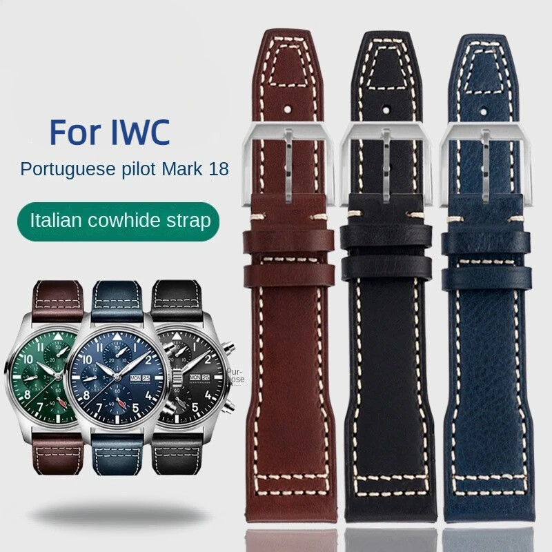 Premium Italian Leather Watch Band for IWC Pilot Mark 18 IW388103 20mm 21mm Men