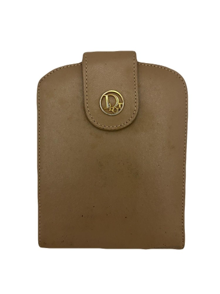 Dior Leather Card Wallet in Beige E0516-73 Preowned