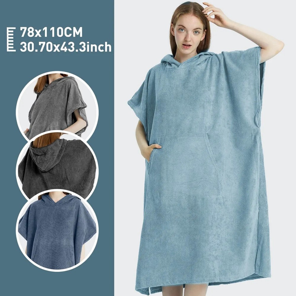 Quick-Dry Surf Poncho Hoodie Towel with Microfiber Beach Changing Robe