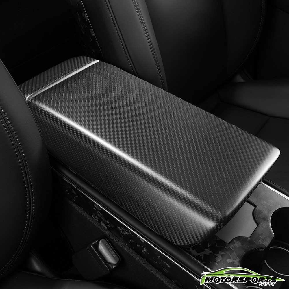 Fit 17-23 TESLA Model 3/Y Carbon Fiber Enter Console Armrest Cover Matte Black