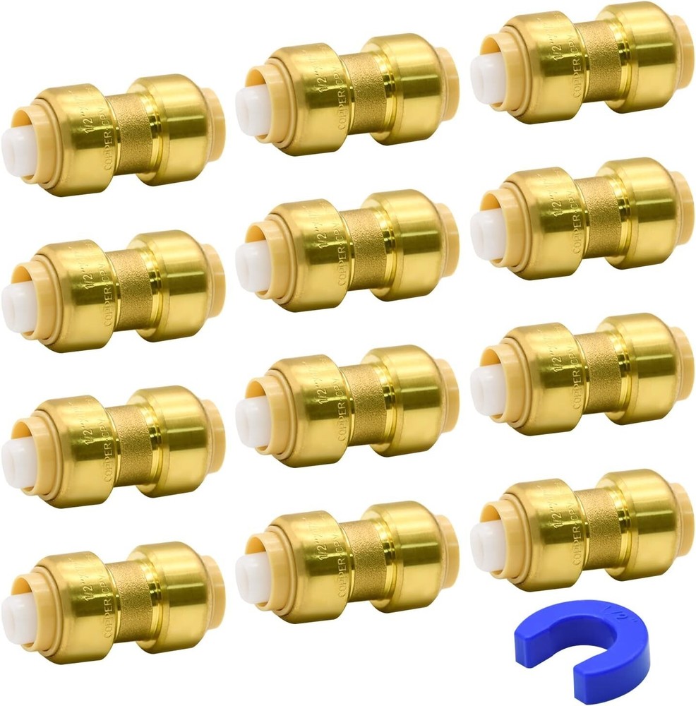 2/6/12 Pack Push-to-Connect Plumbing Fittings, 1/2