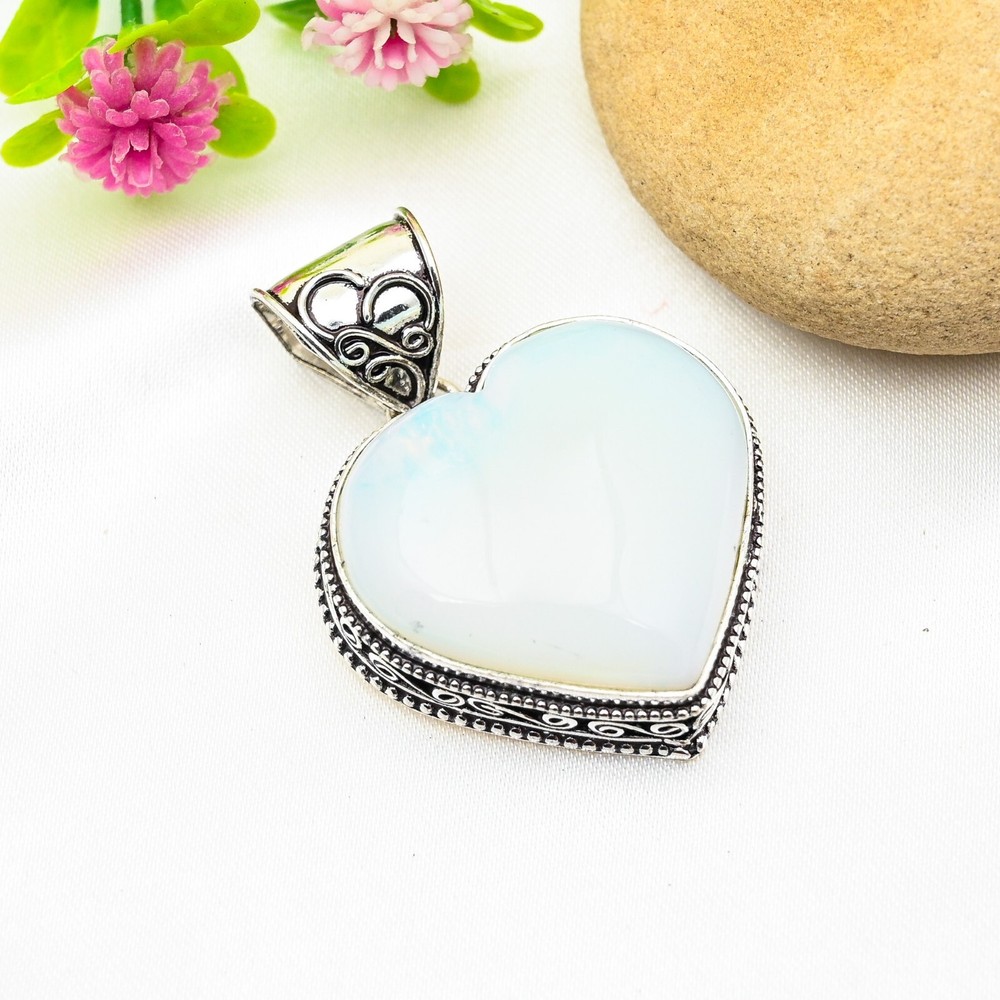 Milky Opal Gemstone Pendant 925 Sterling Silver Handmade Jewelry Wadding Gift