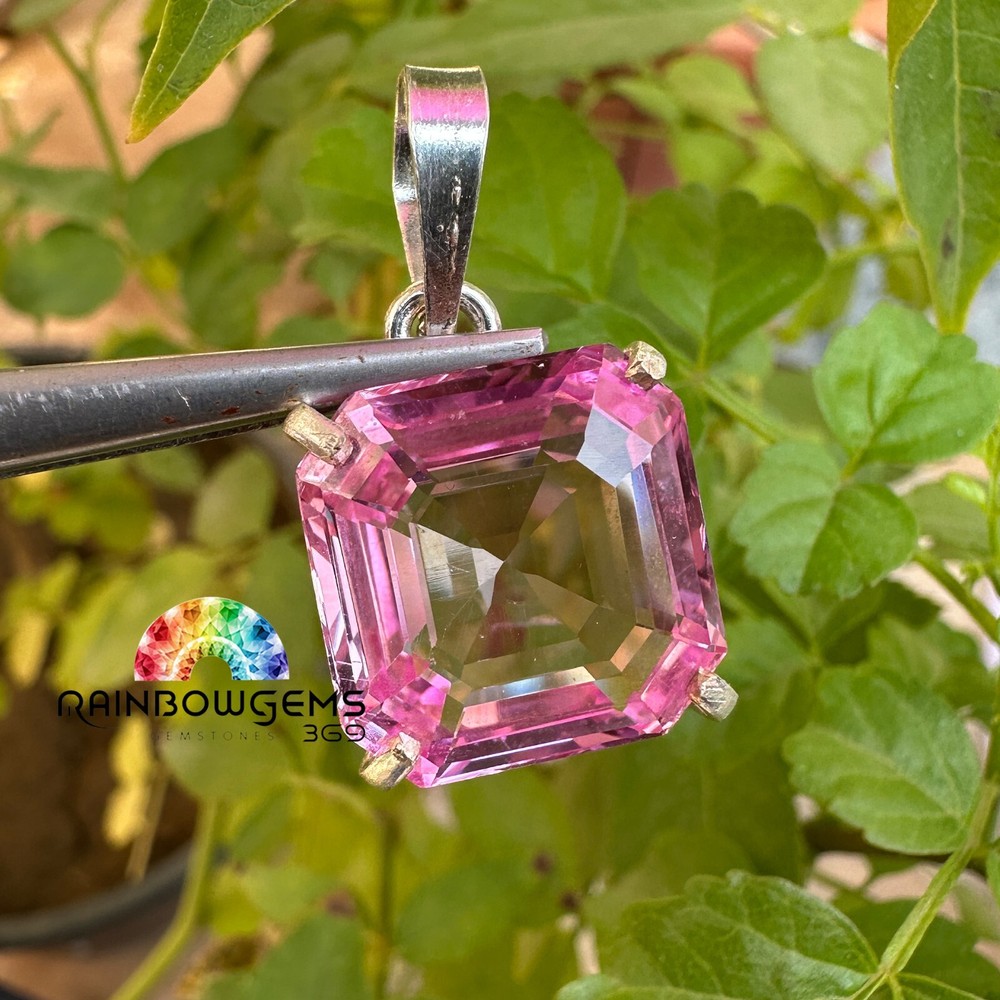 25.95 Ct Natural Padparadscha Sapphire Pendant 925 Sterling Silver Handmade