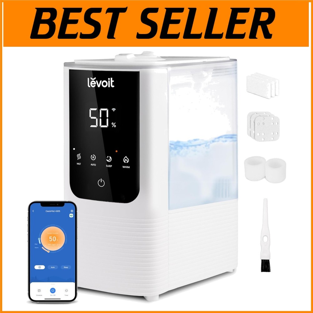 Whisper-Quiet 4.5L Smart Humidifier for Optimal Comfort - Auto Humidity Control